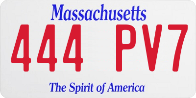 MA license plate 444PV7
