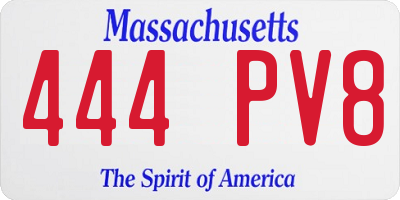 MA license plate 444PV8