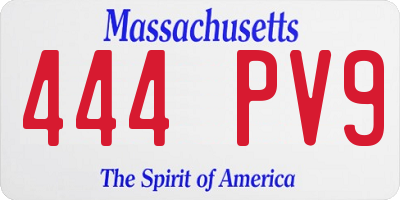 MA license plate 444PV9