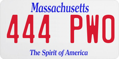 MA license plate 444PW0