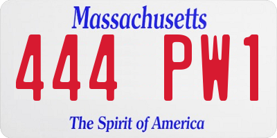 MA license plate 444PW1