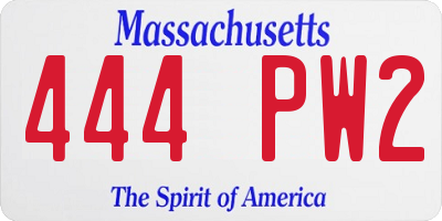 MA license plate 444PW2