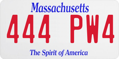 MA license plate 444PW4