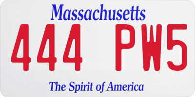 MA license plate 444PW5
