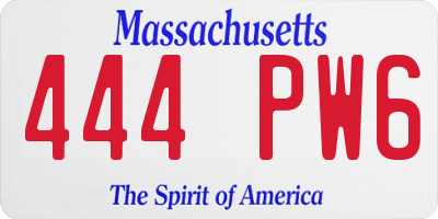 MA license plate 444PW6