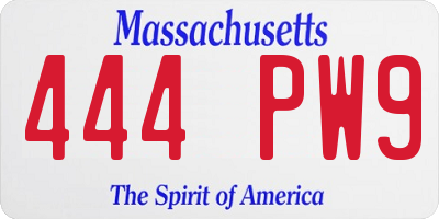 MA license plate 444PW9