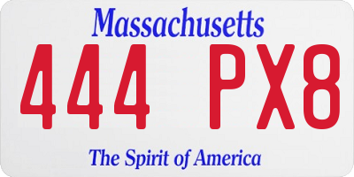 MA license plate 444PX8