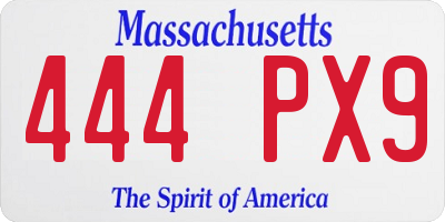 MA license plate 444PX9