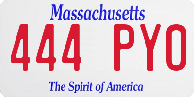 MA license plate 444PY0
