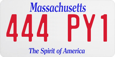 MA license plate 444PY1