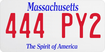 MA license plate 444PY2