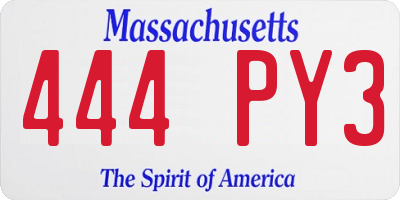 MA license plate 444PY3