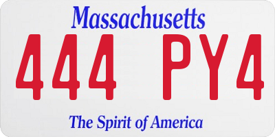 MA license plate 444PY4