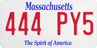MA license plate 444PY5