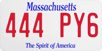 MA license plate 444PY6