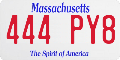 MA license plate 444PY8