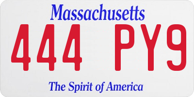 MA license plate 444PY9