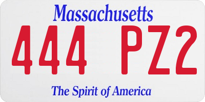 MA license plate 444PZ2