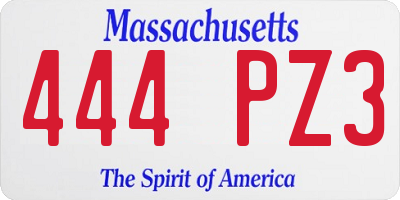 MA license plate 444PZ3