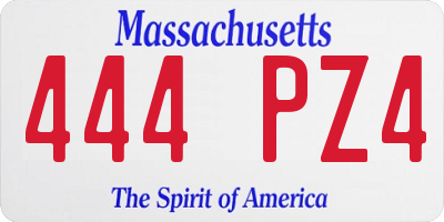 MA license plate 444PZ4