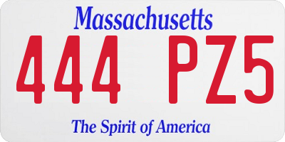 MA license plate 444PZ5