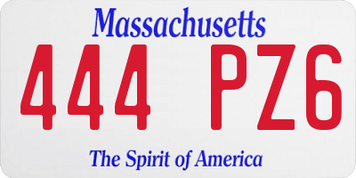 MA license plate 444PZ6