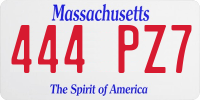 MA license plate 444PZ7