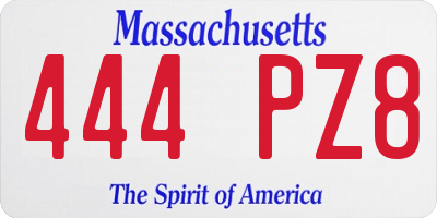 MA license plate 444PZ8