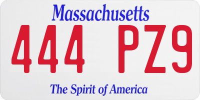 MA license plate 444PZ9
