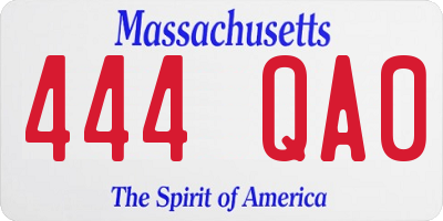 MA license plate 444QA0