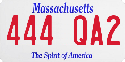 MA license plate 444QA2