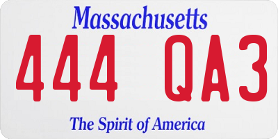 MA license plate 444QA3