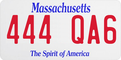 MA license plate 444QA6