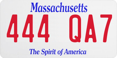 MA license plate 444QA7