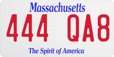 MA license plate 444QA8