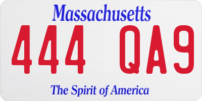 MA license plate 444QA9