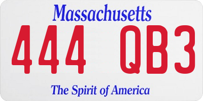 MA license plate 444QB3