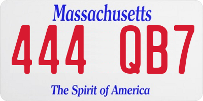 MA license plate 444QB7