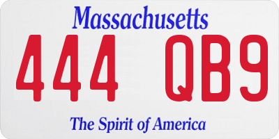 MA license plate 444QB9
