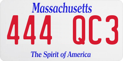 MA license plate 444QC3
