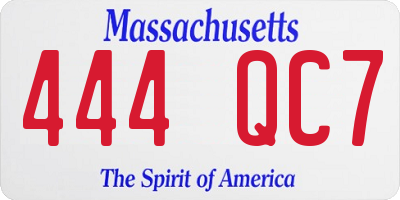 MA license plate 444QC7
