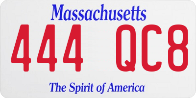 MA license plate 444QC8