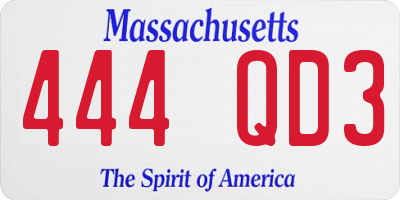 MA license plate 444QD3