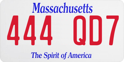 MA license plate 444QD7
