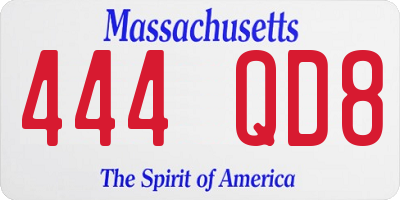 MA license plate 444QD8