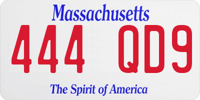 MA license plate 444QD9