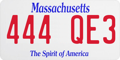 MA license plate 444QE3