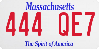 MA license plate 444QE7