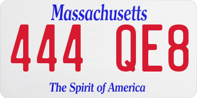 MA license plate 444QE8