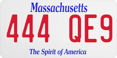 MA license plate 444QE9